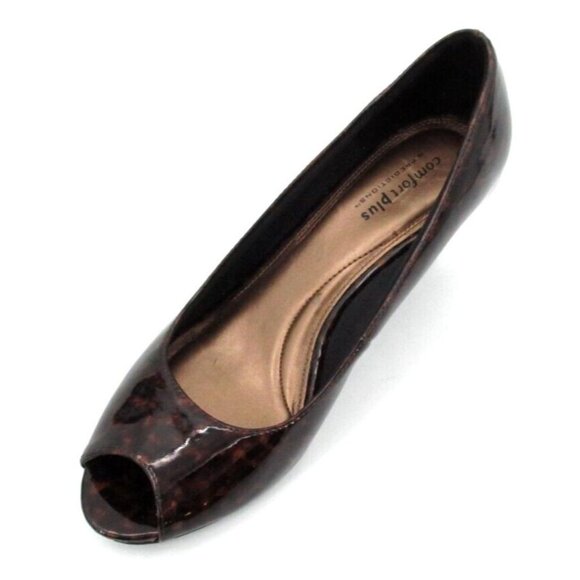 Comfort Plus by Predictions Wedge Heels Womens Sz 8 Animal Print Open Toe Pumps - Picture 7 of 15